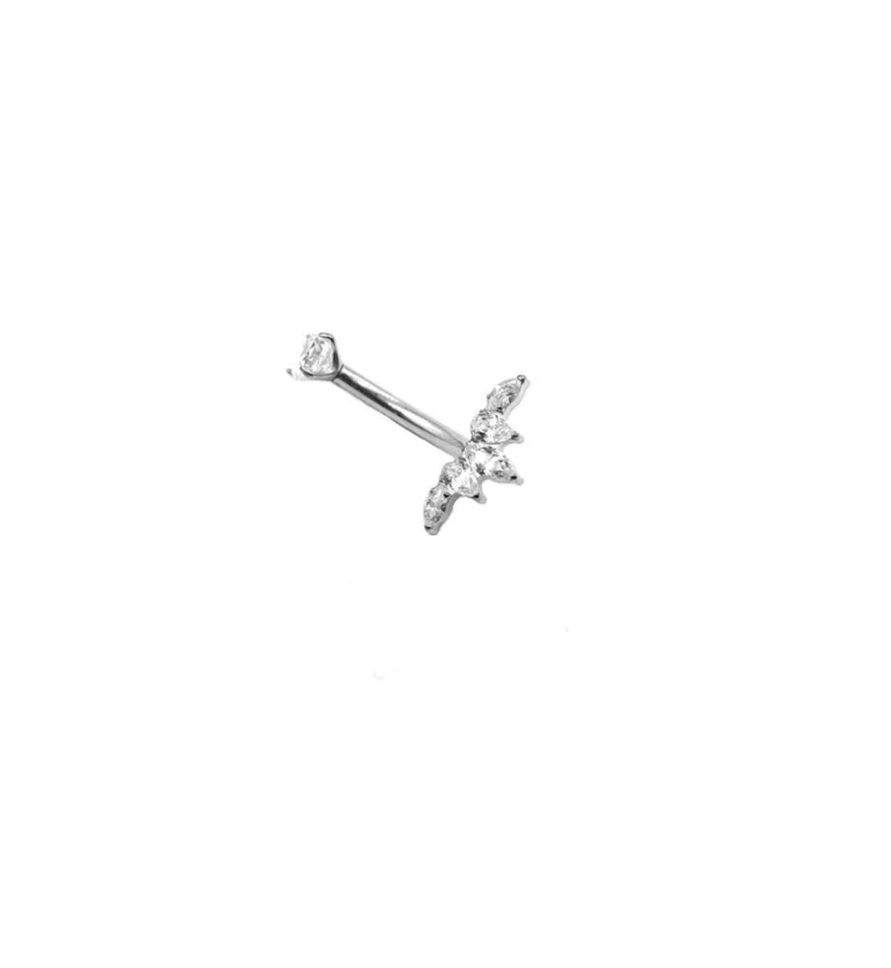 Piercing Nombril Titane Argenté & Strass
