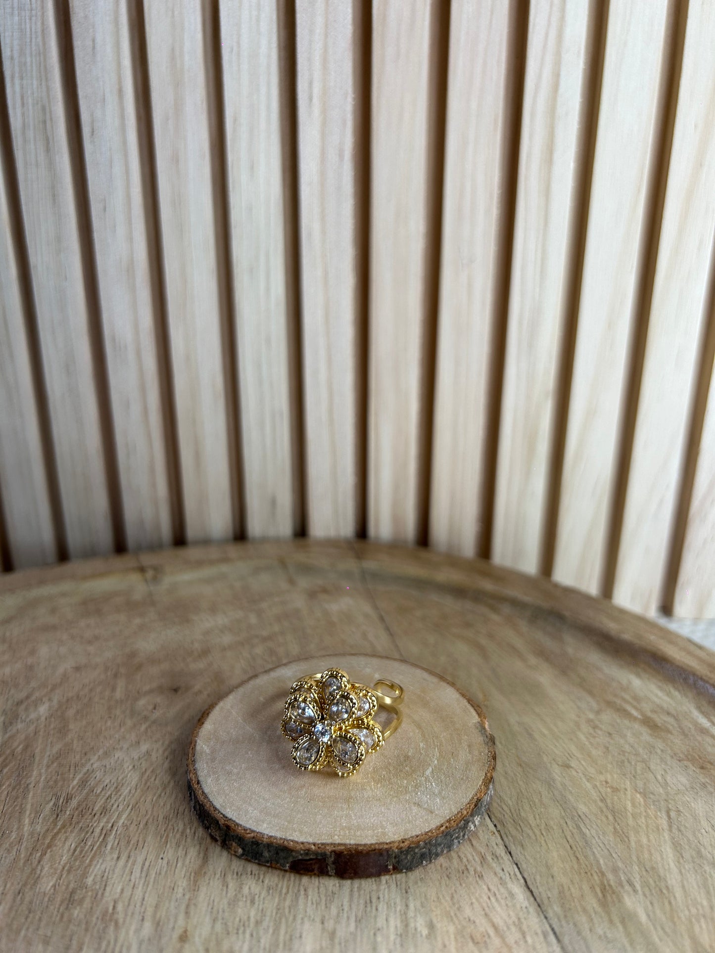 Bague Anti-Stress Rotative – Doré & Strass
