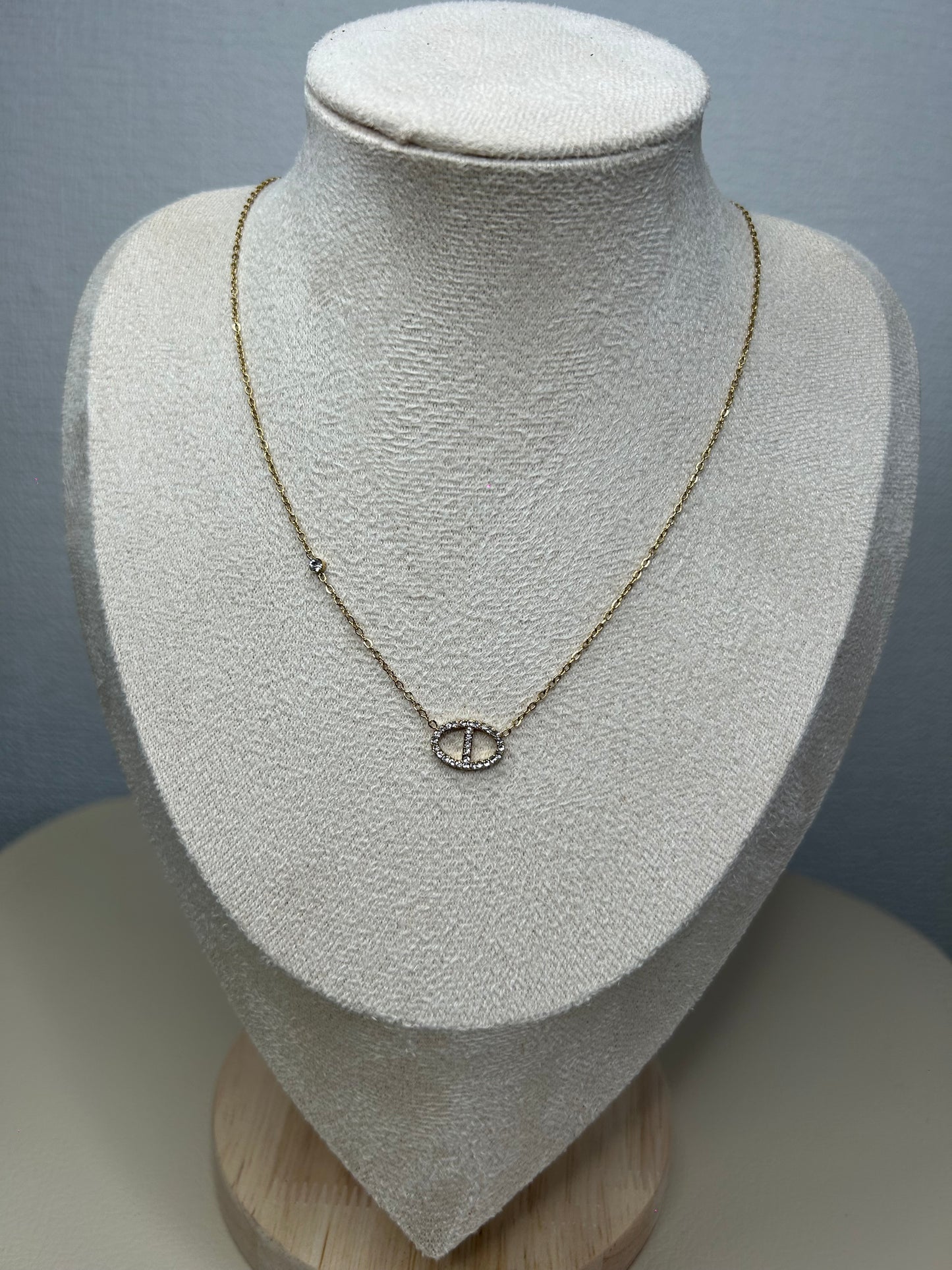 Collier Grain de Café - Doré avec Strass acier inoxydable