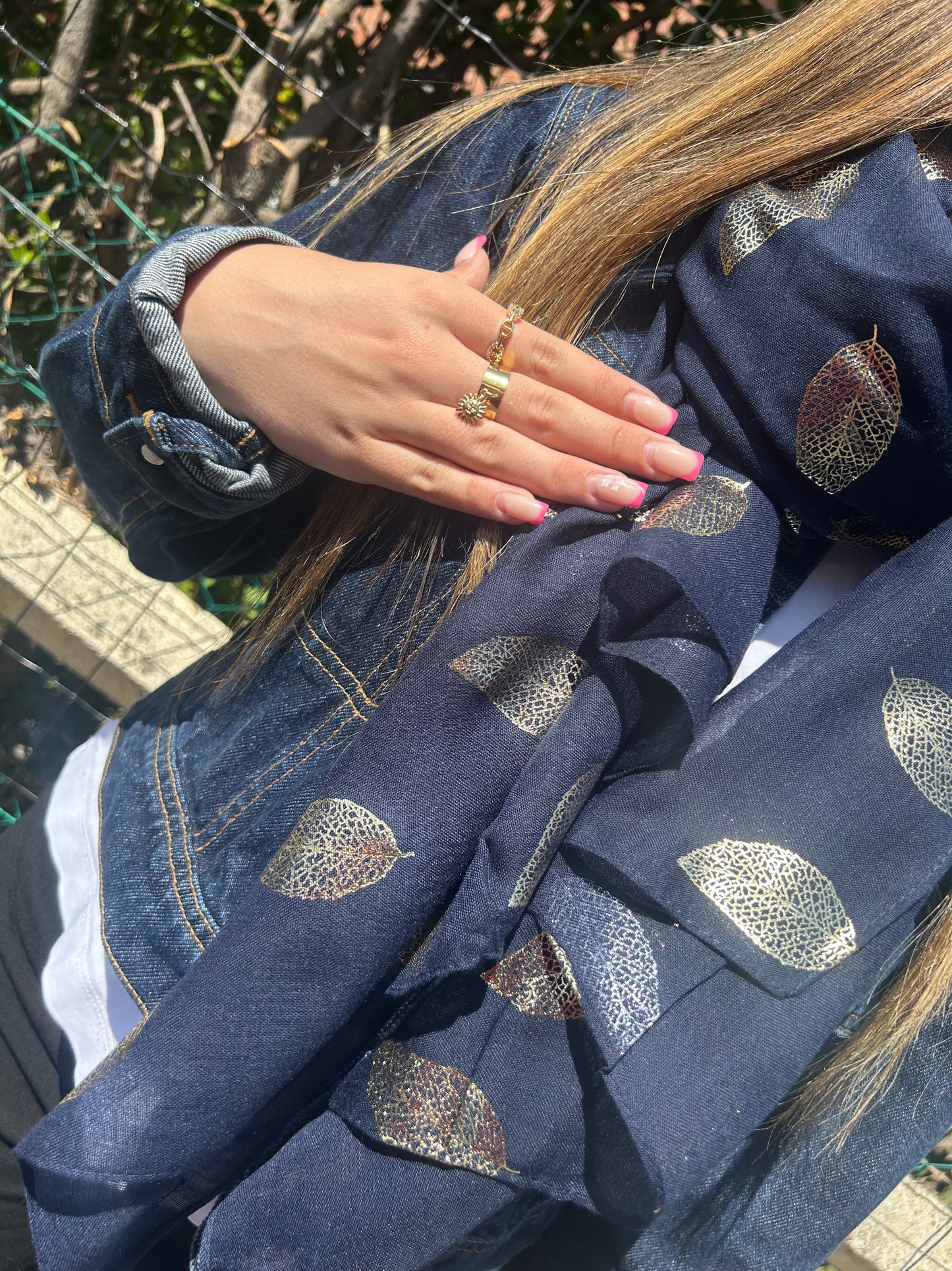 Foulard feuille marine