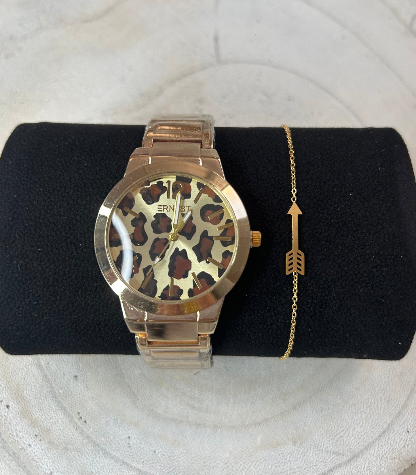 Coffret Montre Femme – Doré & Intérieur Léopard