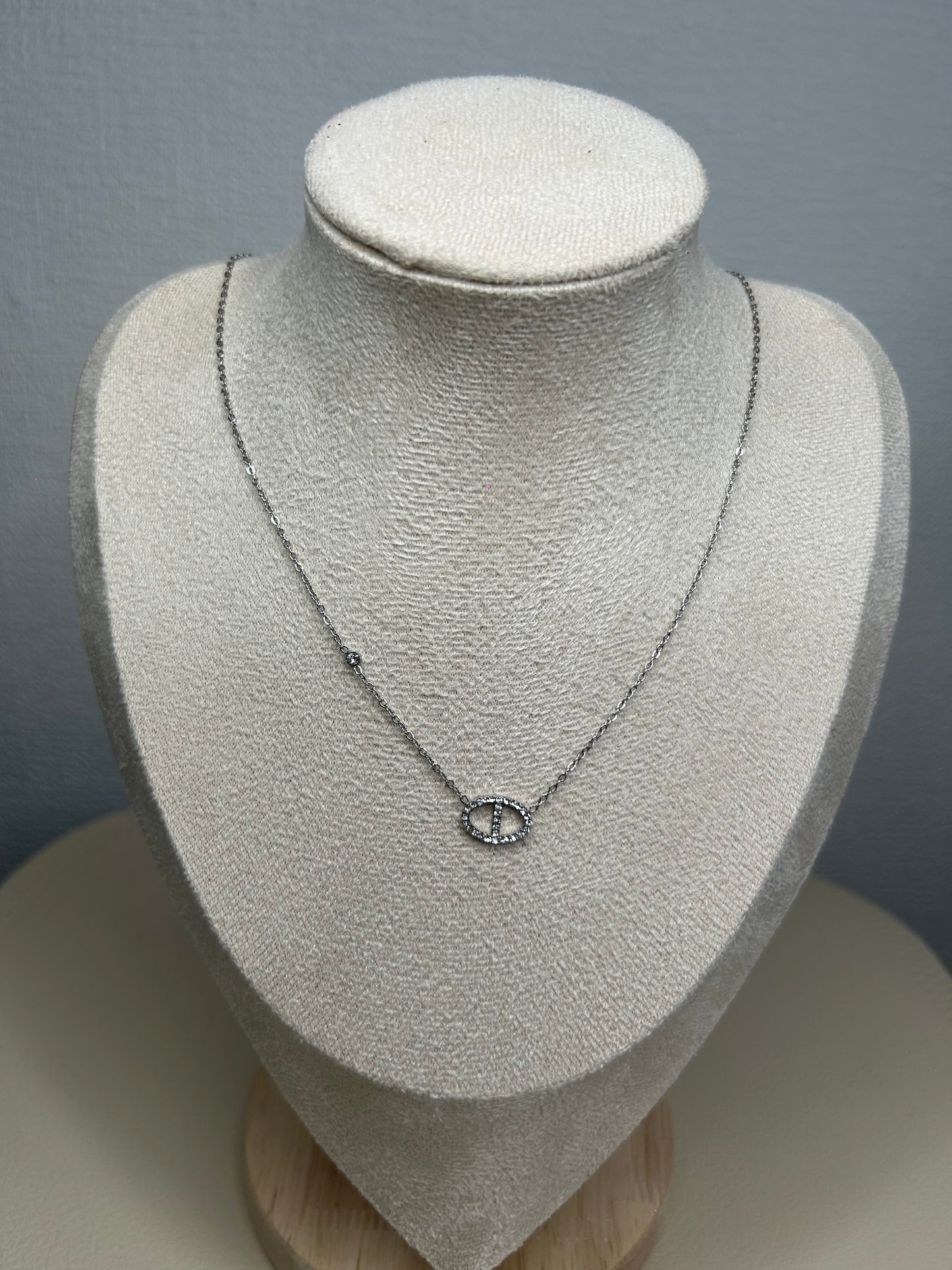 Collier Grain de Café - Argenté avec Strass acier inoxydable