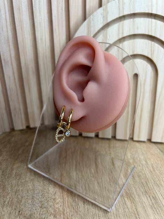 Boucles d’oreilles anneaux dorés avec pendentif - acier inoxydable doré