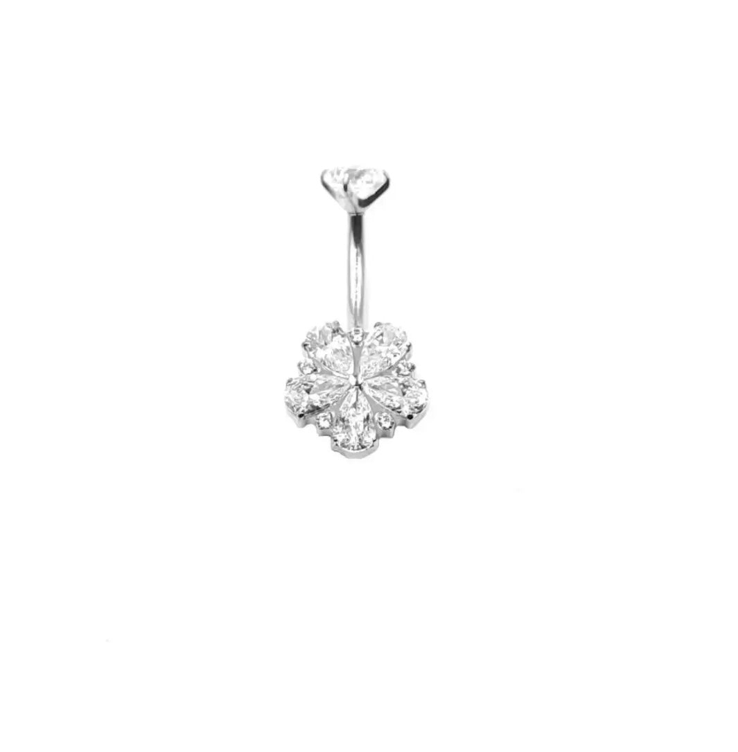 Piercing Nombril Fleur - en Titane argenté
