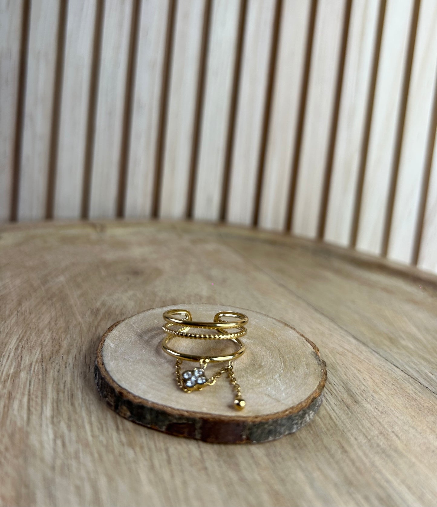 Bague Acier inoxydable & Chaîne Doré