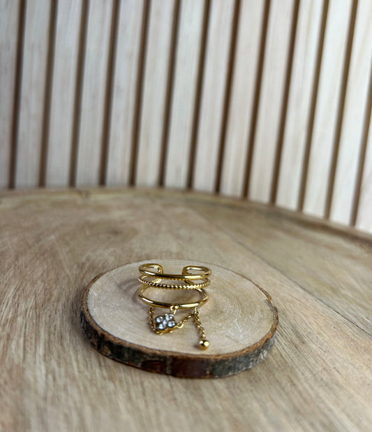 Bague Acier inoxydable & Chaîne Doré