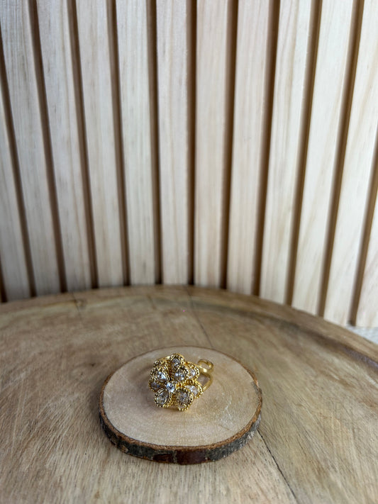 Bague Anti-Stress Rotative – Doré & Strass