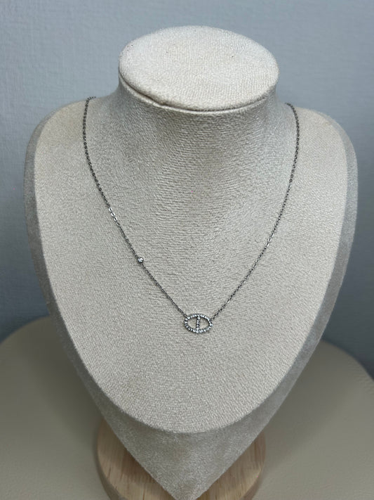 Collier Grain de Café - Argenté avec Strass acier inoxydable