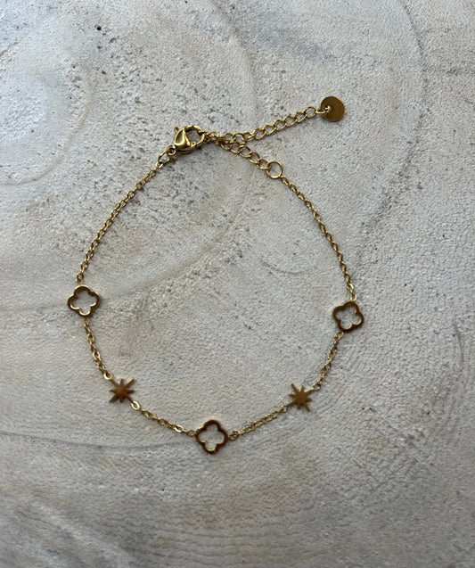 Bracelet Femme Doré Ajustable – Acier Inoxydable avec Étoiles