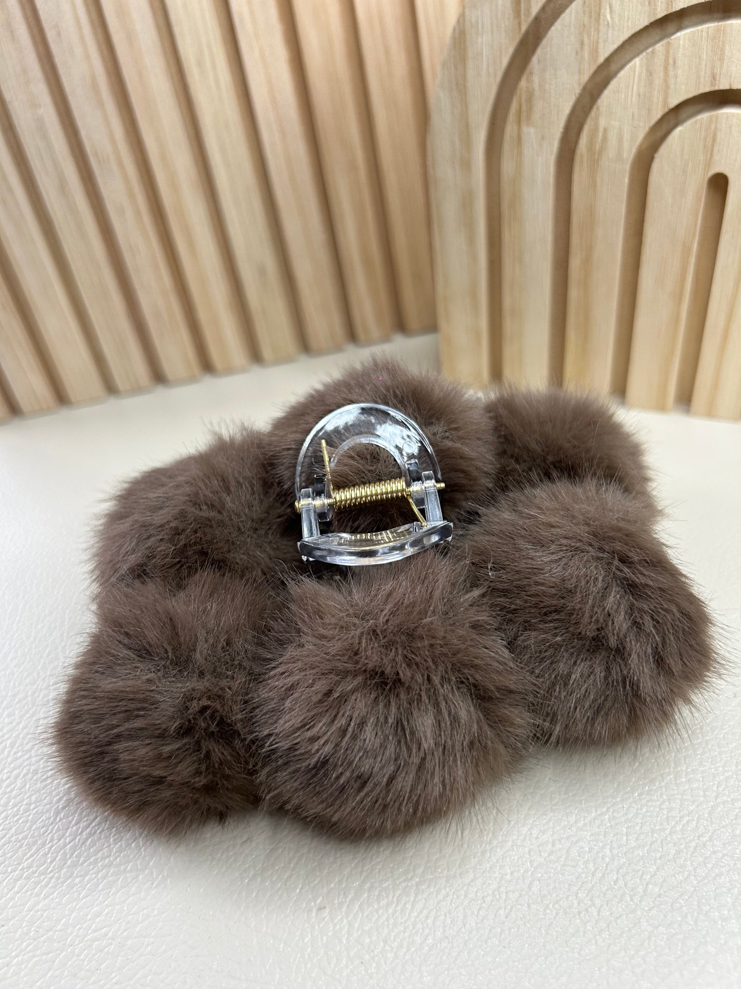 Pince à Cheveux en Fourrure Marron