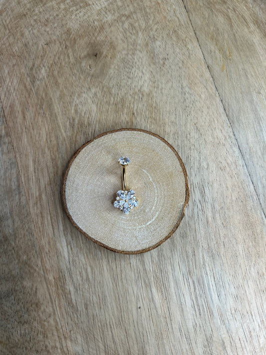 Piercing Nombril Fleur en Titane Doré