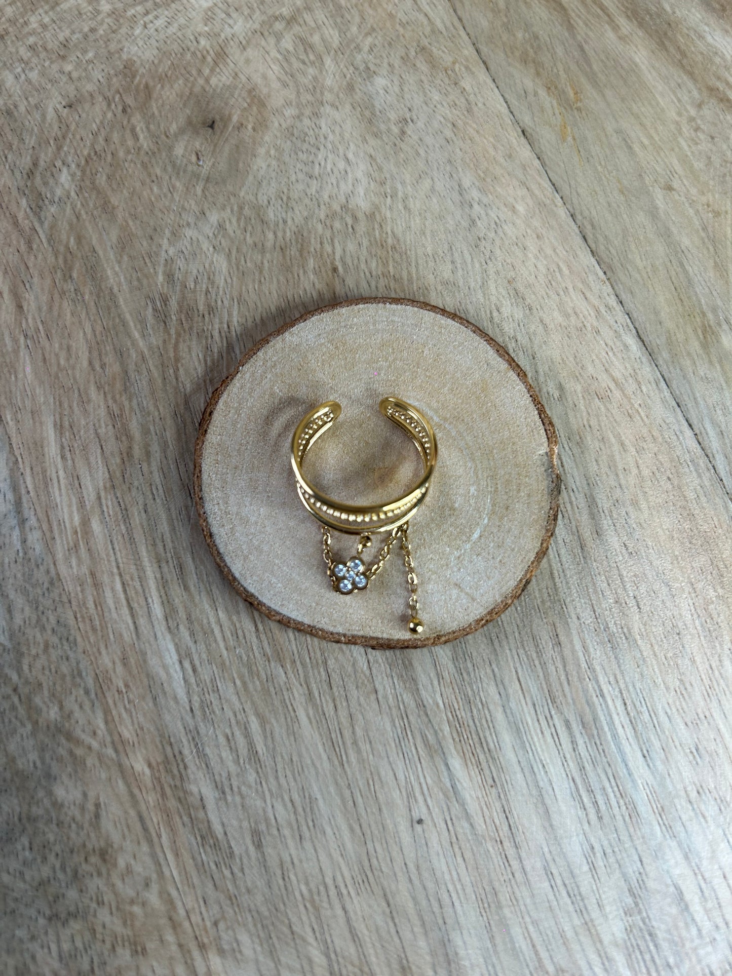 Bague Acier inoxydable & Chaîne Doré