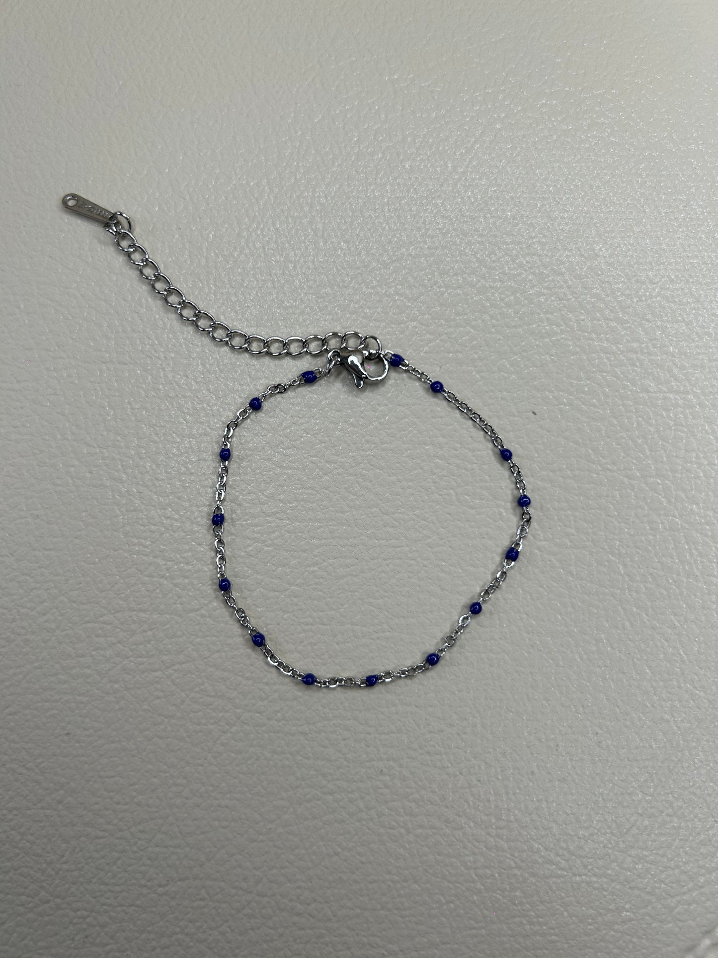 Bracelet Perles Bleu marine – Acier Inoxydable
