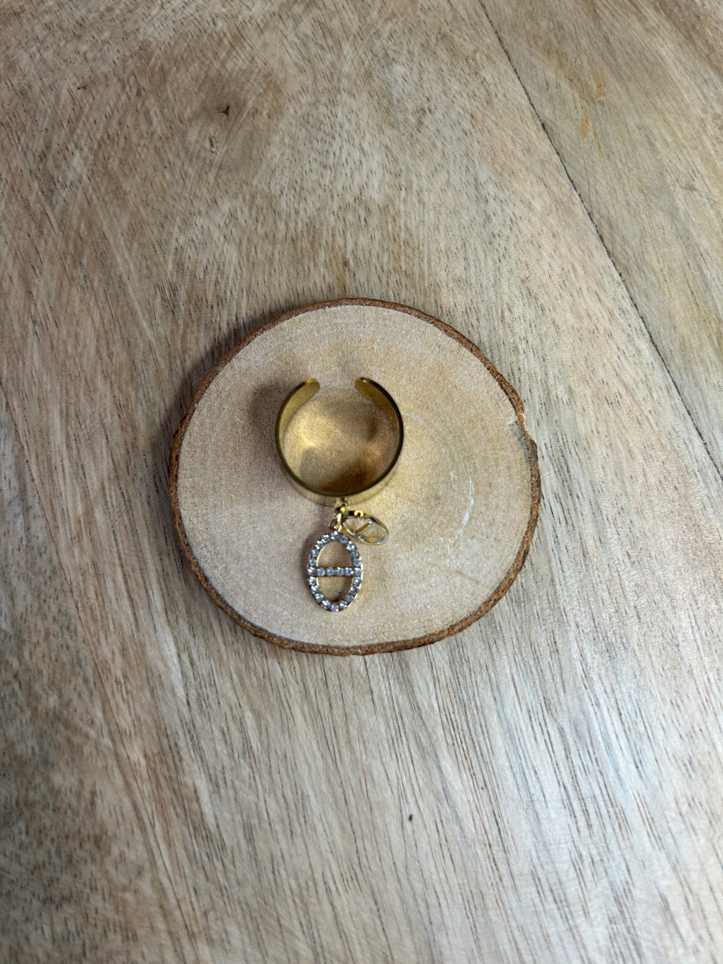 Bague Breloque – Dorée & Strass