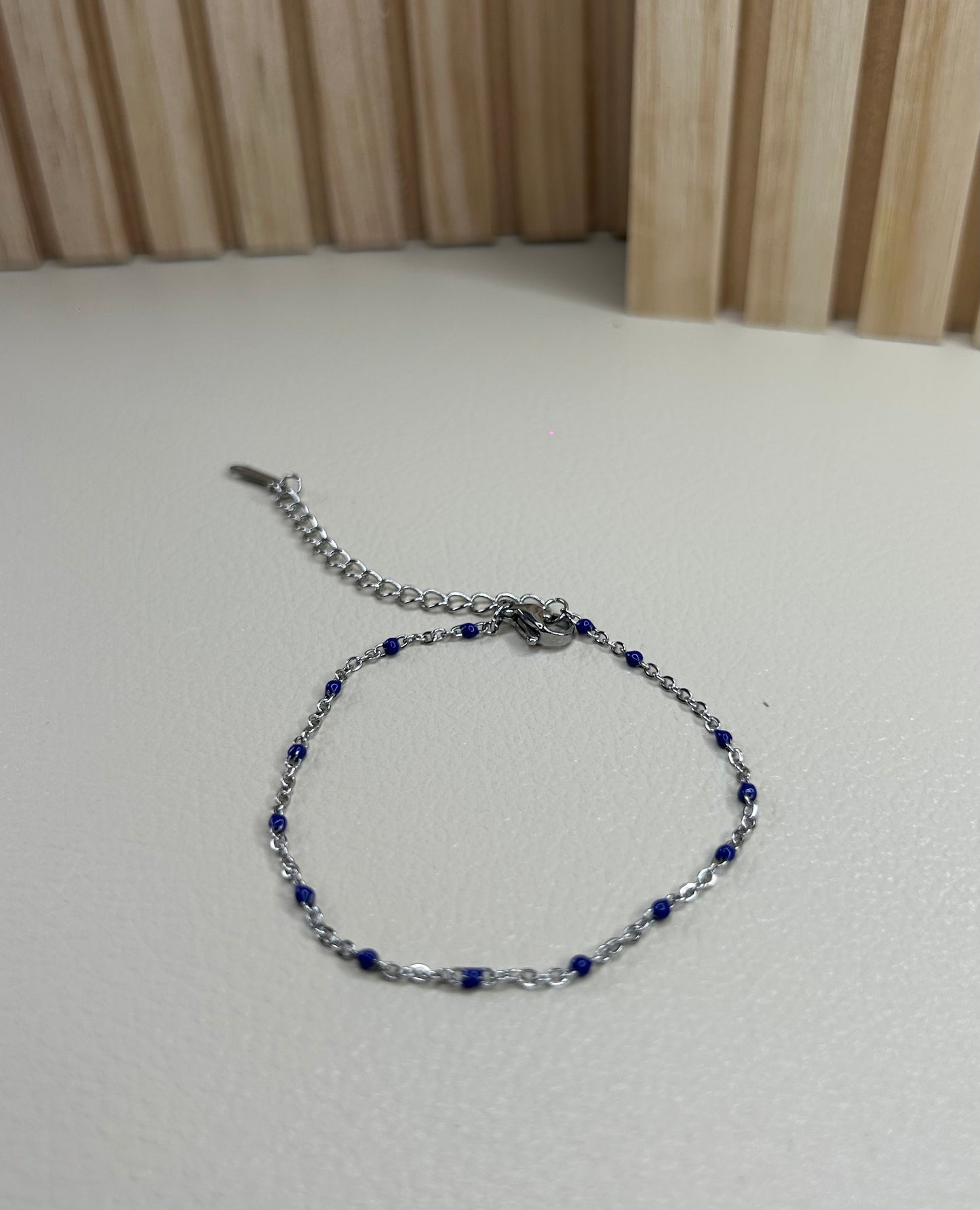 Bracelet Perles Bleu marine – Acier Inoxydable