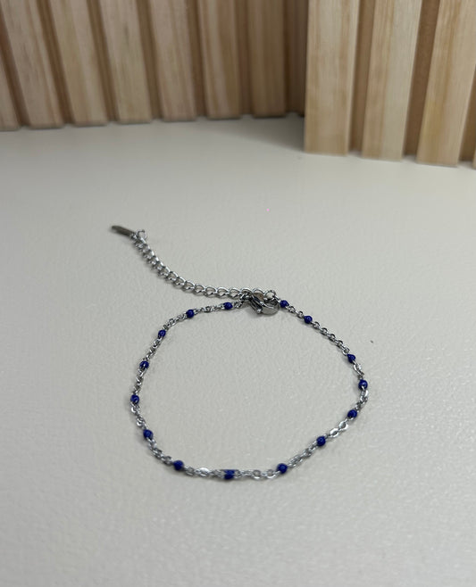 Bracelet Perles Bleu marine – Acier Inoxydable