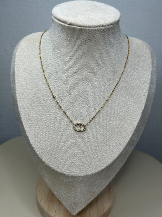 Collier Grain de Café - Doré avec Strass acier inoxydable