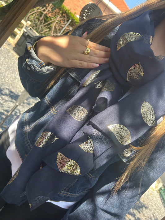 Foulard feuille marine
